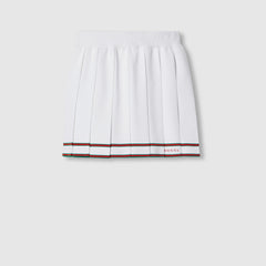 Short Pleated Skirt With Striped Trim