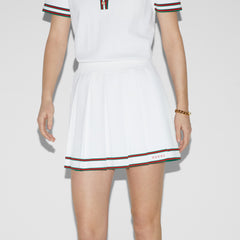 Short Pleated Skirt With Striped Trim