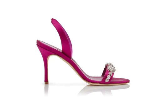 Lamisan Pink Satin Embellished Slingback Sandals