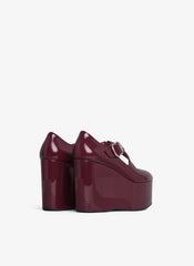 Criss Cross Wedges In Patent Calfskin