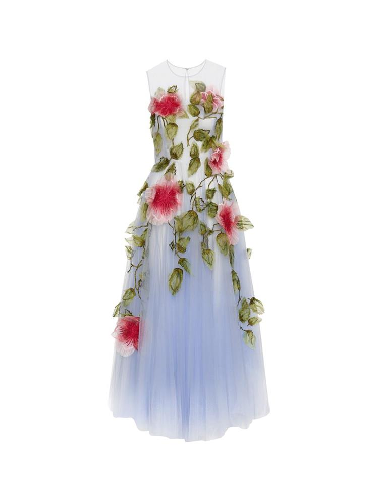 Hibiscus Embroidered Gown