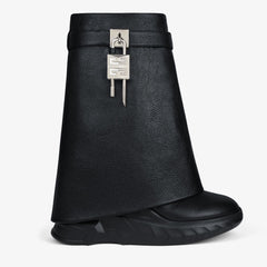 Shark Lock Biker ankle boots in grained leather