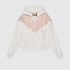 Cotton Jersey Zip Sweatshirt With Patch