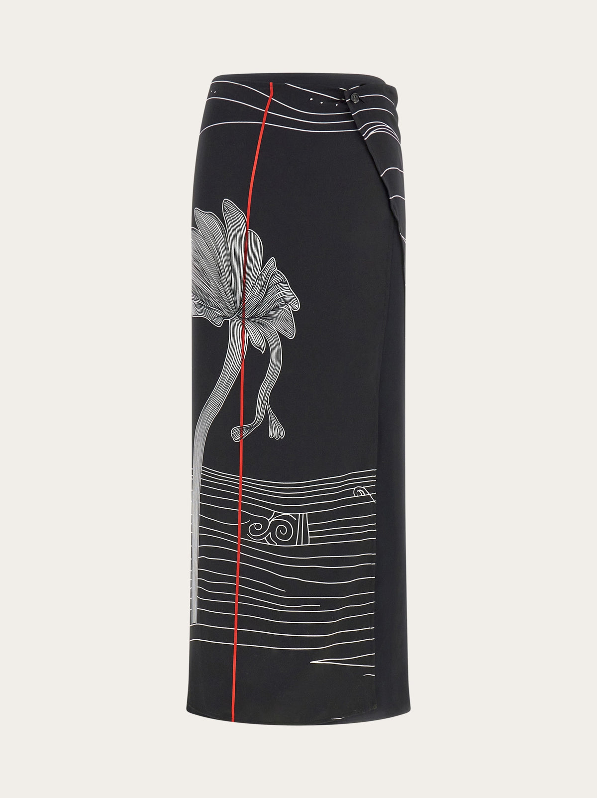 Printed Silk Longline Skirt