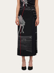 Printed Silk Longline Skirt