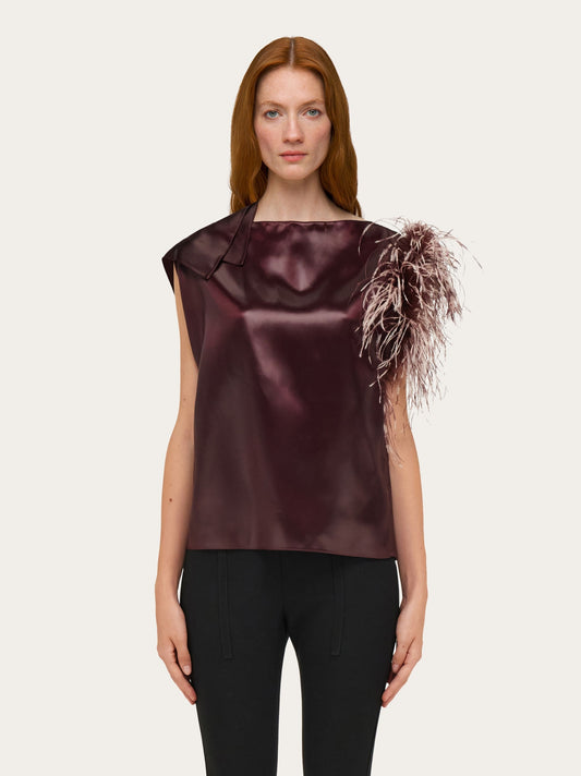 Asymmetric Top With Feather Bouquet