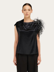 Asymmetric Top With Feather Bouquet