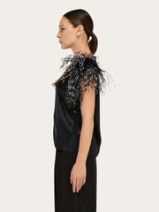 Asymmetric Top With Feather Bouquet