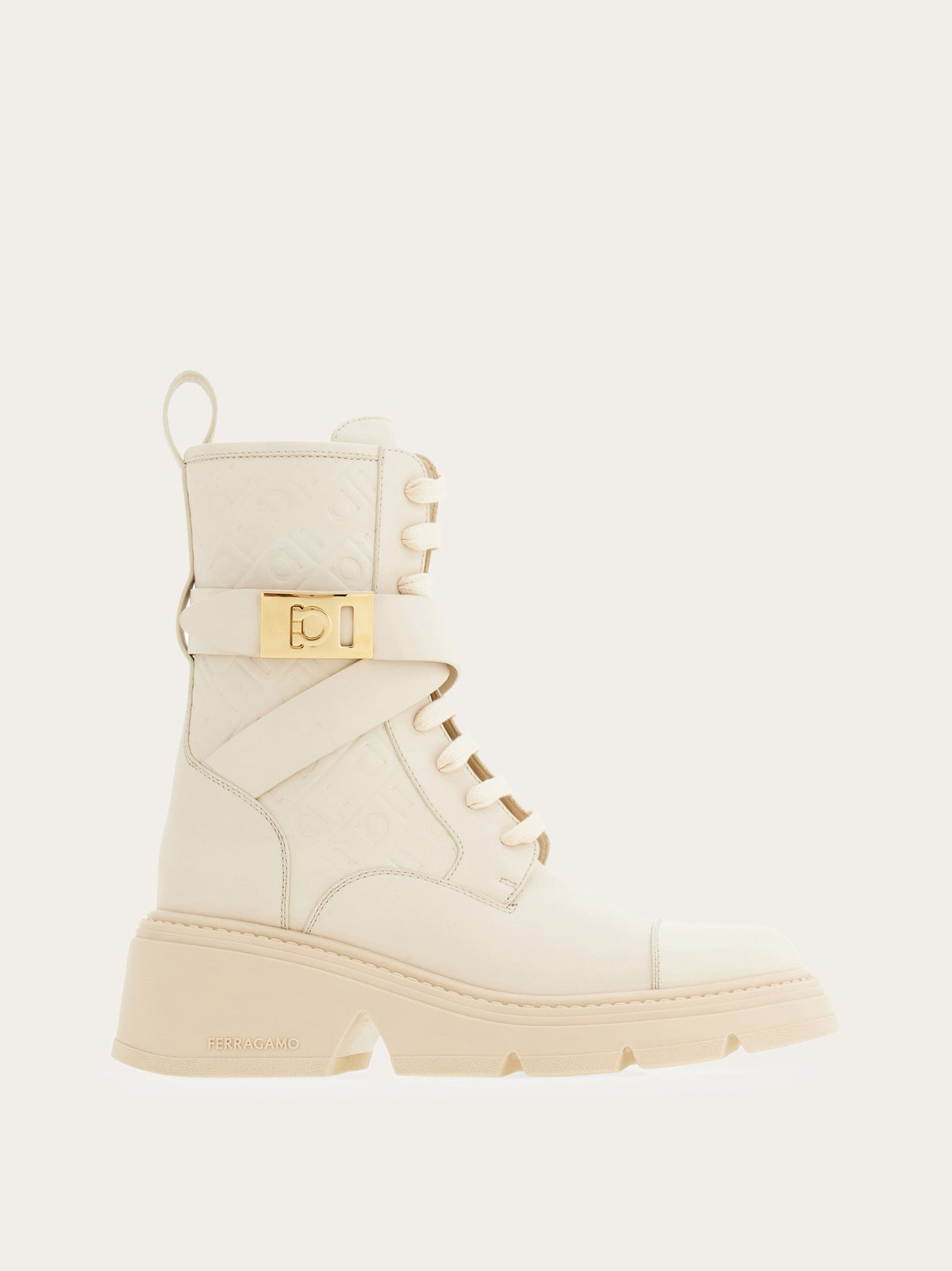 Ferragamo Monogram Combat Boot