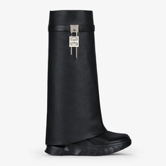 Shark Lock Biker boots in grained leather