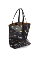 Deep Sea Xl Puzzle Fold Tote In Shiny Calfskin