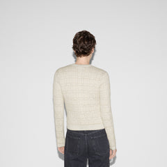 Wool And Lamé Check Jacquard Cardigan