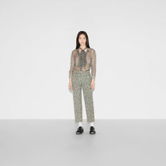 Silk Blend Floral Jacquard Pants