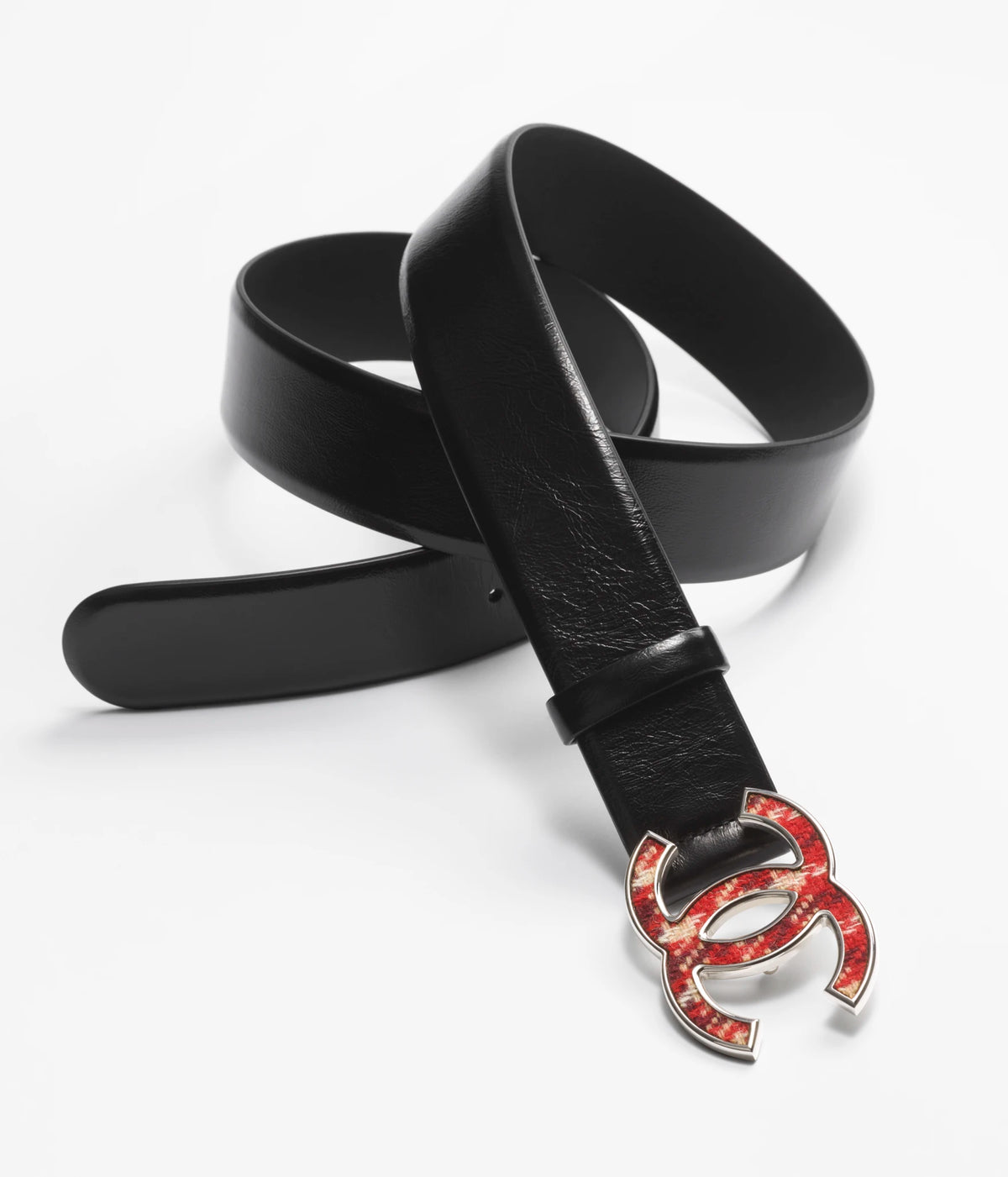 Belt  Calfskin, Metal & Wool  Black, Silver, Red & Multicolor