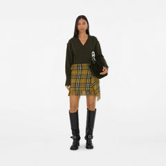 Check Wool Cashmere Scarf Skirt