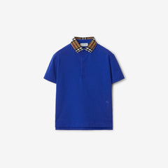 Check Collar Cotton Polo Shirt