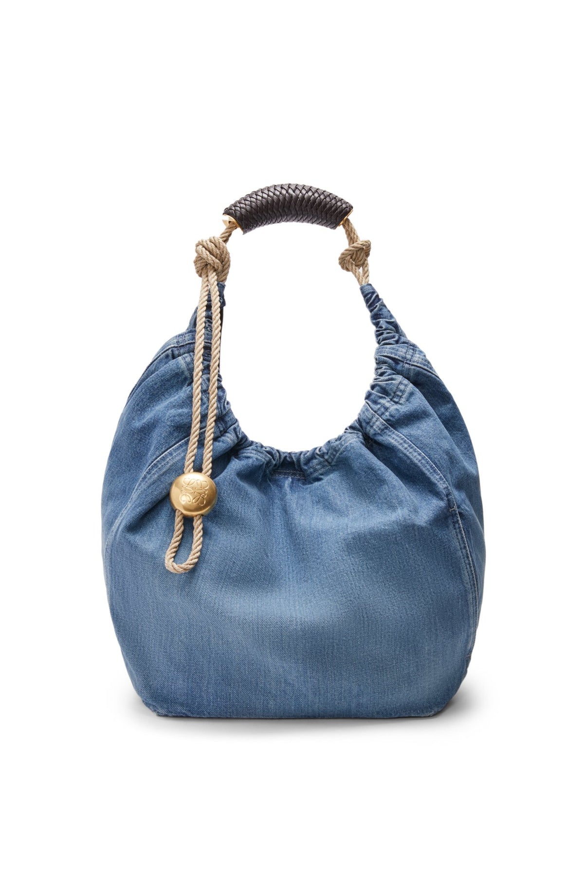 Medium Squeeze Bag In Washed Denim