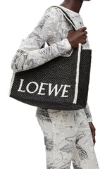 Large LOEWE Font Tote In Raffia