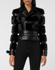 Python Leather Biker Jacket