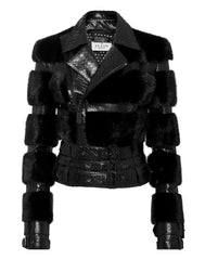 Python Leather Biker Jacket