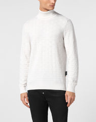 Wool Silk Turtle Neck Long-Sleeve Monogram