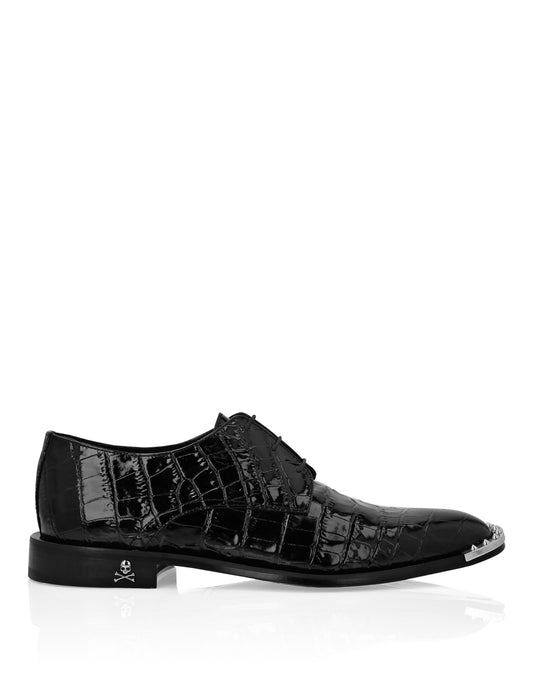 Croco Lace Up Shoes Skull & Bones