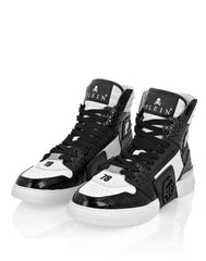 Mix Leather Hi-Top Sneakers Hexagon