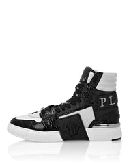 Mix Leather Hi-Top Sneakers Hexagon