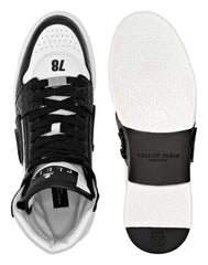 Mix Leather Hi-Top Sneakers Hexagon