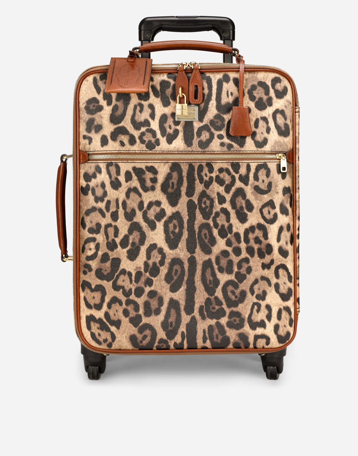 Medium Trolley In Leopard-Print Crespo With Branded Plate