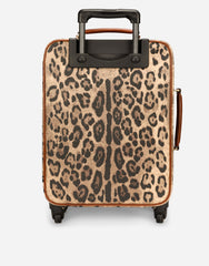 Medium Trolley In Leopard-Print Crespo With Branded Plate