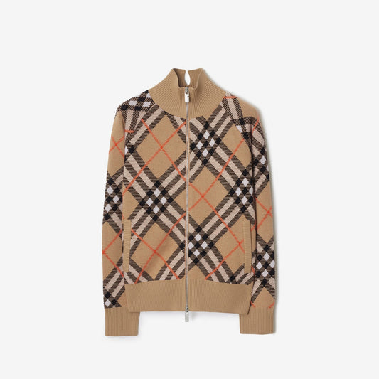 Check Wool Blend Track Jacket