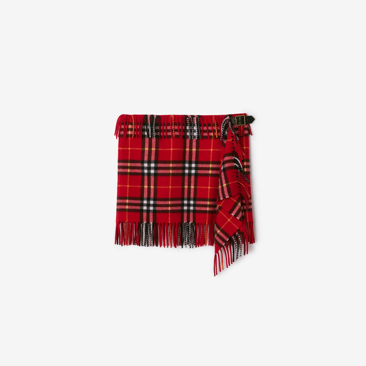 Check Wool Cashmere Scarf Skirt