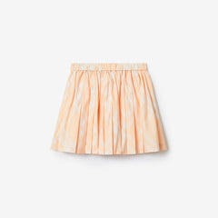 Pleated Check Cotton Skirt