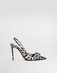 Leopard-Print Satin Slingbacks