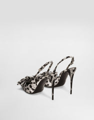 Leopard-Print Satin Slingbacks