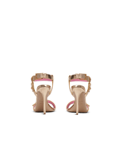 Eva sandals in mirrored leather with an embossed grid motif