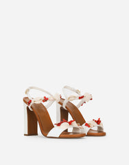 Nappa Leather Sandals With Coral Embroidery