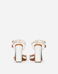 Nappa Leather Sandals With Coral Embroidery