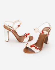 Nappa Leather Sandals With Coral Embroidery