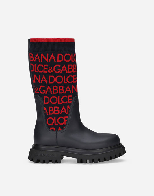 Knit Boots With Dolce&Gabbana Logo