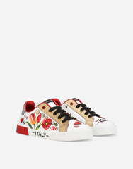 Printed Calfskin Portofino Light Low-Top Sneakers