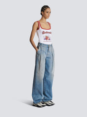 Pleated Denim Jeans