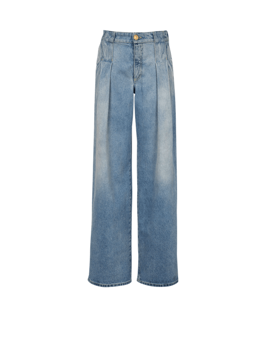 Pleated Denim Jeans