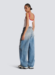 Pleated Denim Jeans