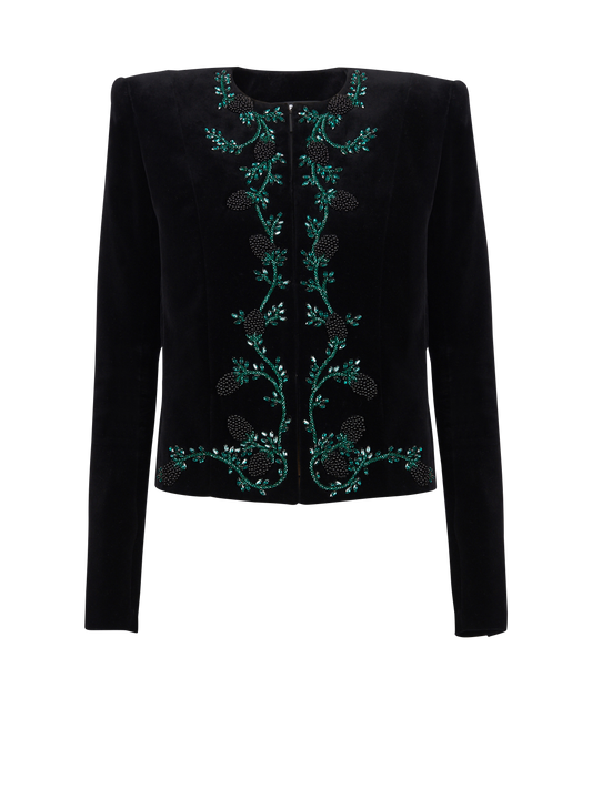 Blackberry Embroidered Velvet Jacket