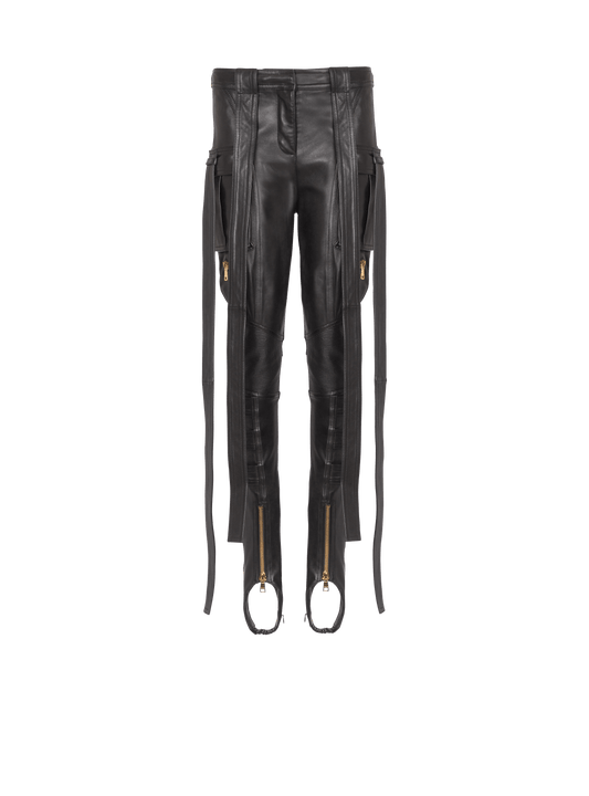 Leather Cargo Trousers With Straps