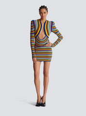 Short Dress In Multicoloured Rolled Knit