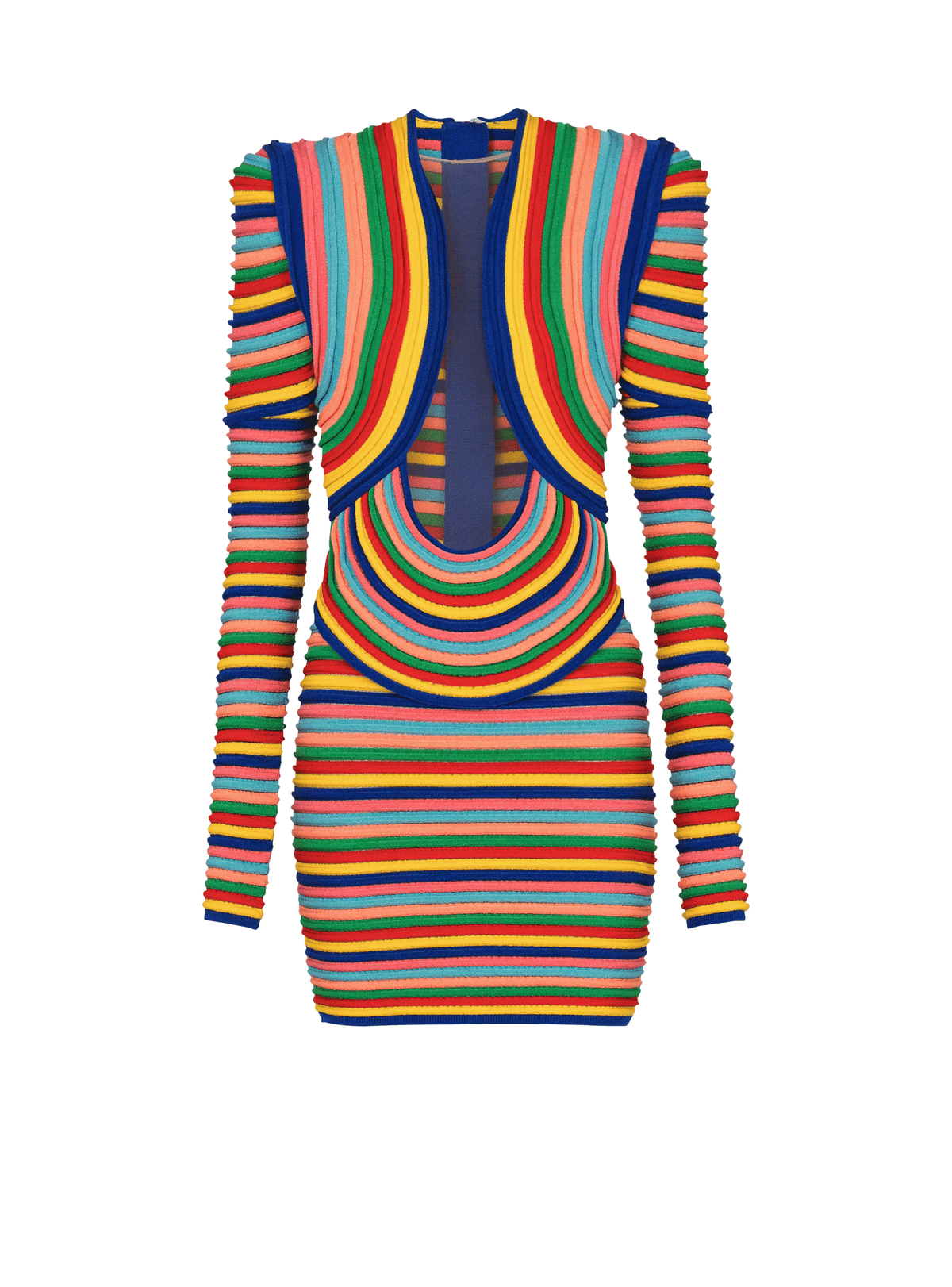 Short Dress In Multicoloured Rolled Knit