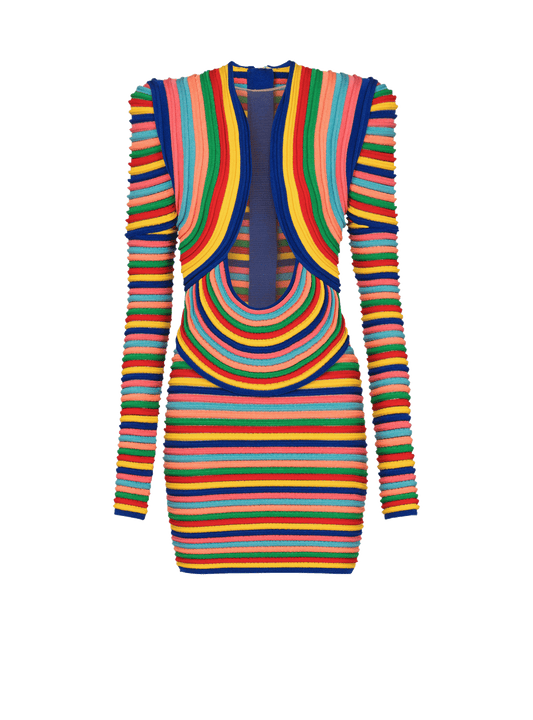 Short Dress In Multicoloured Rolled Knit